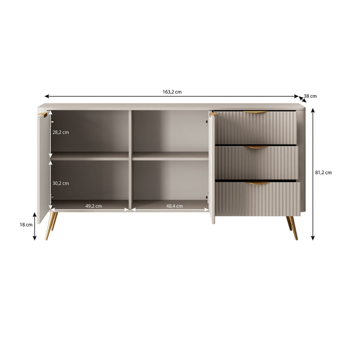 Meubella - Dressoir Lima - Zwart - 163 cm