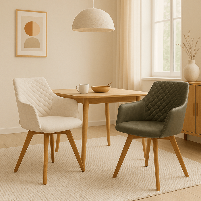 Draaistoel met armleuningen Coco groen en eik Kare Design