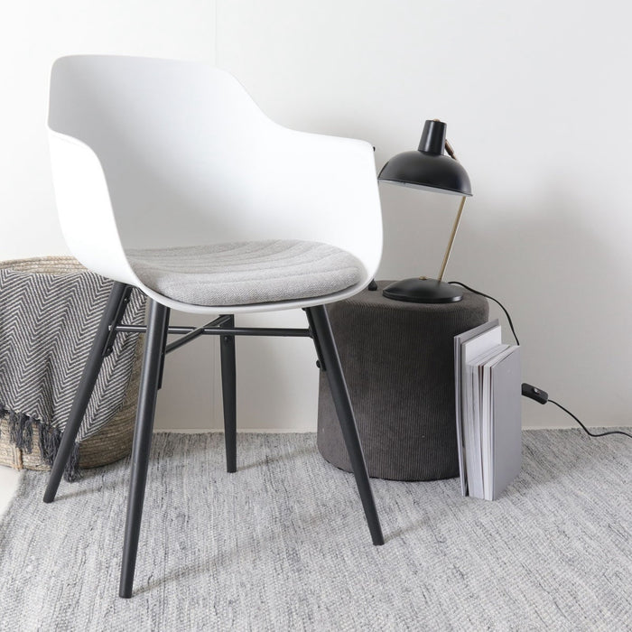Nolon Nena-Liz Eetkamerstoel Wit - Lichtgrijs - Zwarte Houten Poten