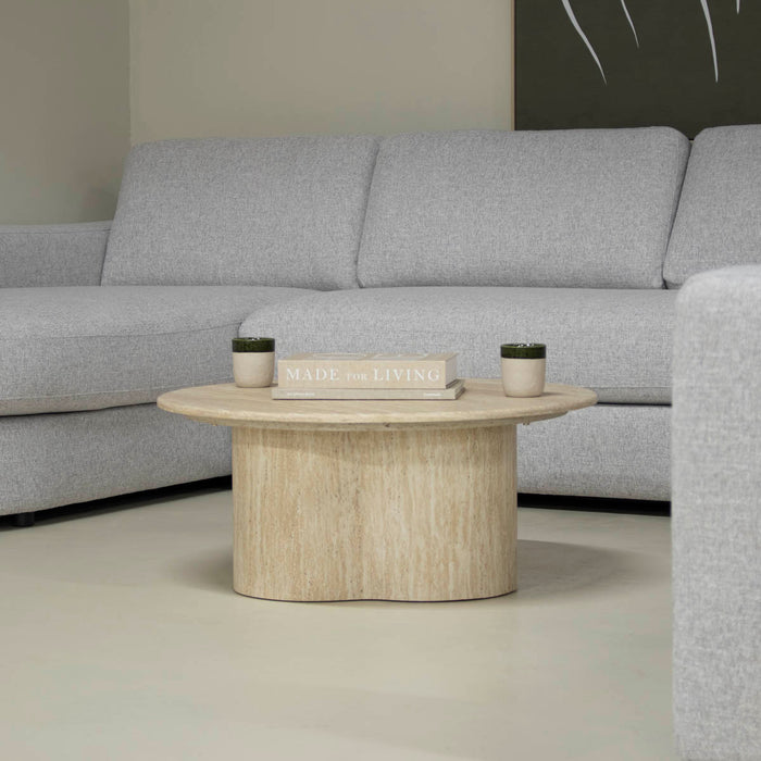 Giga Meubel - Salontafel Lichtbruin Marmer - Ø80x35cm - Firenze