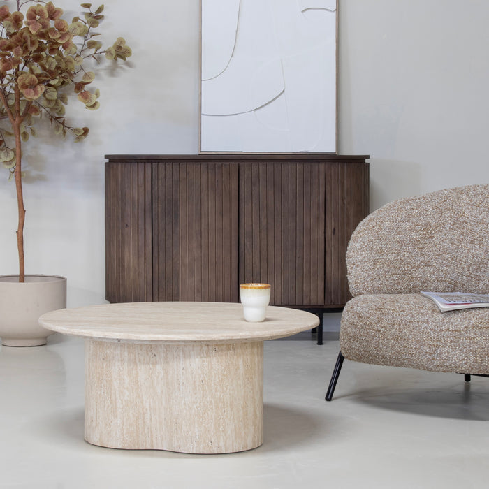 Giga Meubel - Salontafel Lichtbruin Marmer - Ø80x35cm - Firenze