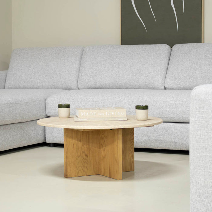 Giga Meubel - Salontafel Lichtbruin Marmer - Ø80x35cm - Faria