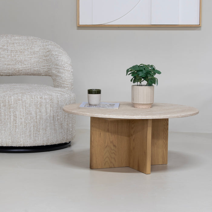 Giga Meubel - Salontafel Lichtbruin Marmer - Ø80x35cm - Faria