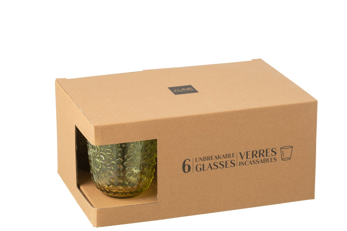 J-Line glas - kunststof - groen - doos van 6