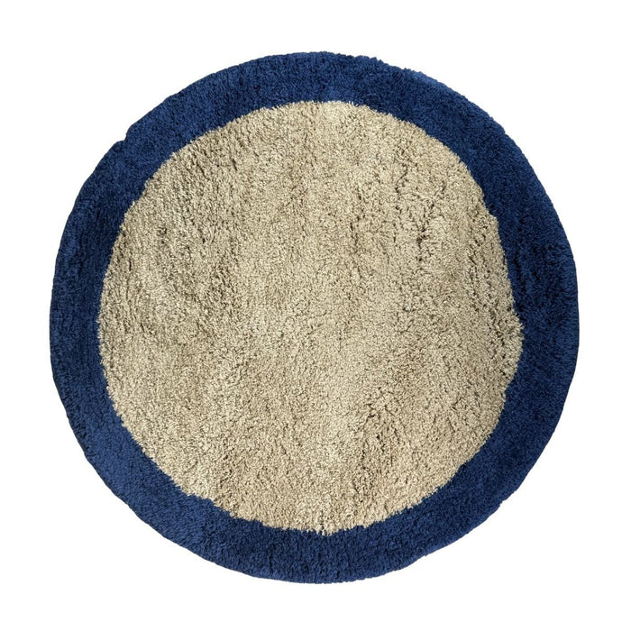 Rond hoogpolig vloerkleed Pilo beige|blauw polyester Interieur05
