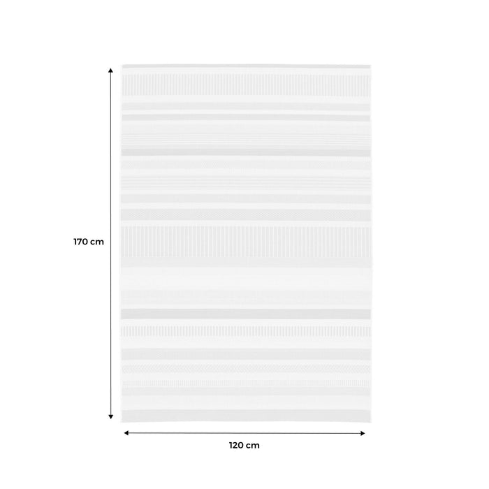 sweeek - Binnen-|buitentapijt, vintage lineair patroon in crème, beige