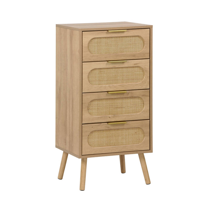 sweeek - Commode chiffonnier ladenkast decor hout en vlechtwerk 4