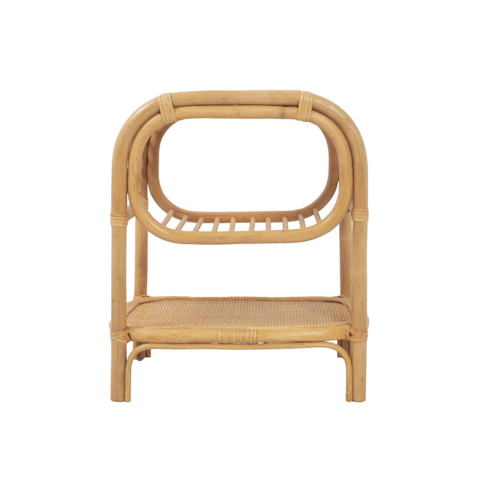 sweeek - Nachtkastje natuurlijke gebogen rotan 1 plank 1 nis (set van