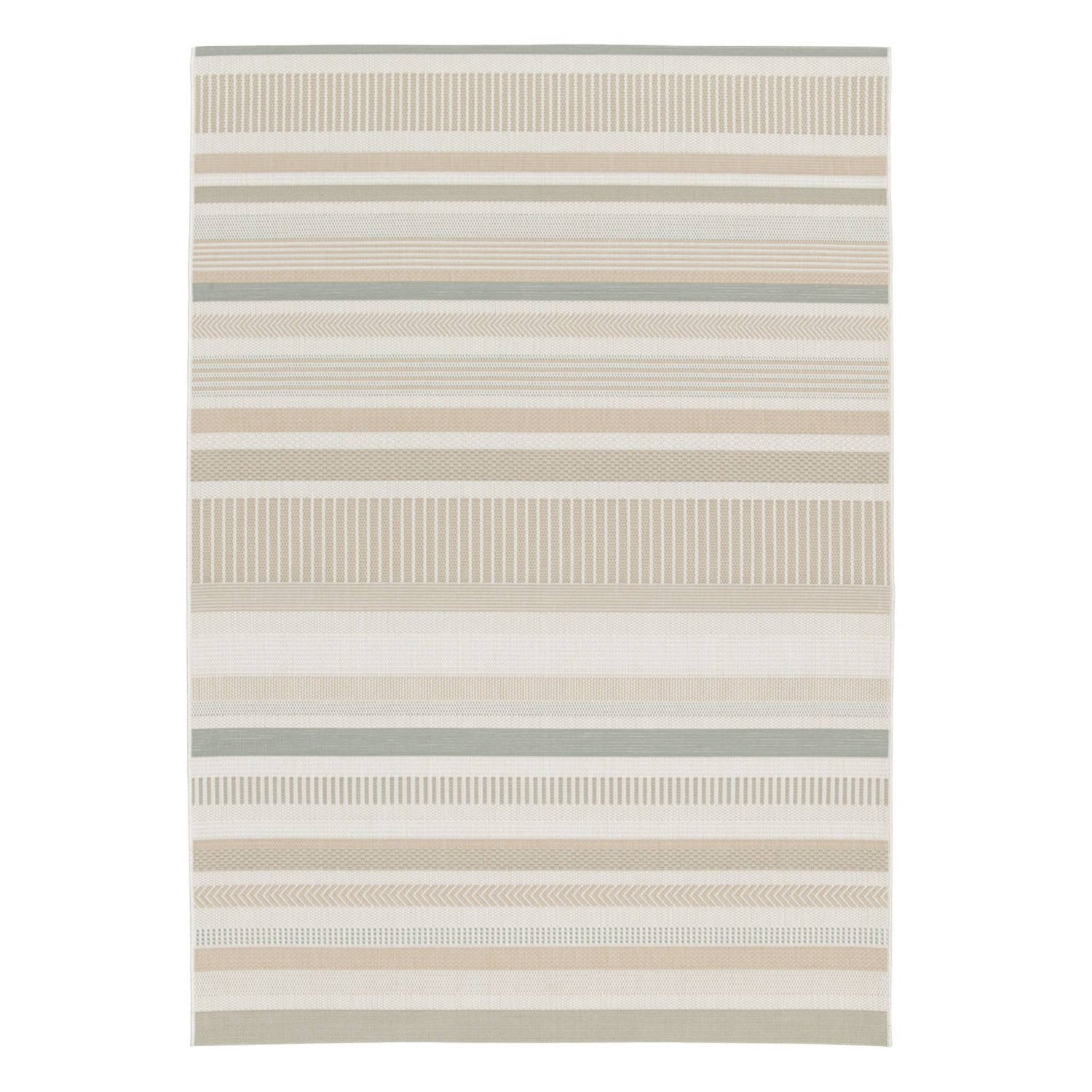 sweeek - Binnen-|buitentapijt, vintage lineair patroon in crème, beige