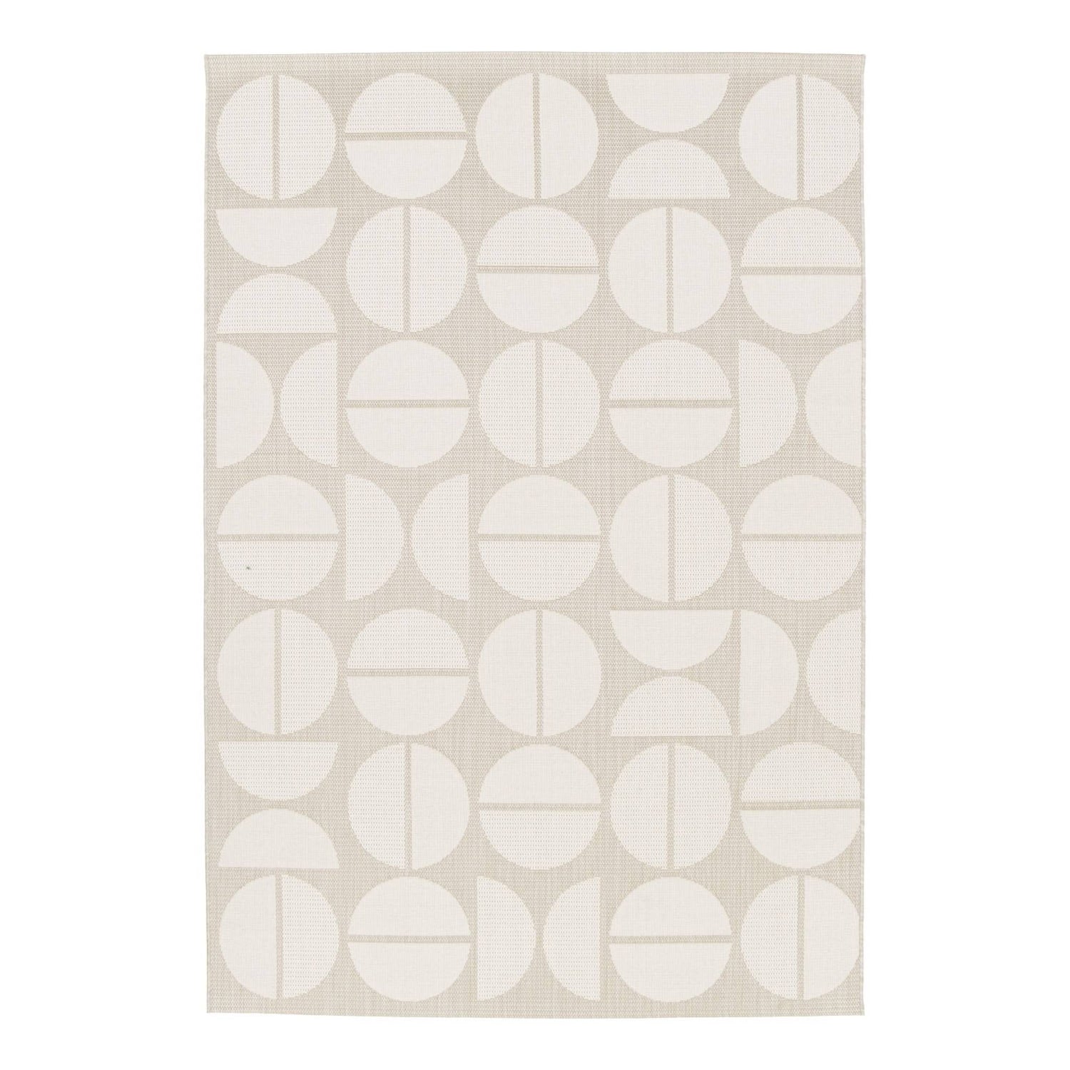 sweeek - Binnen- en buitentapijt, geometrische motieven, crème en