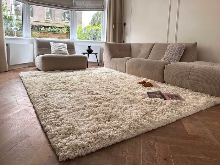 Hoogpolig Vloerkleed Pilo Ivoor Wit Polyester Interieur05