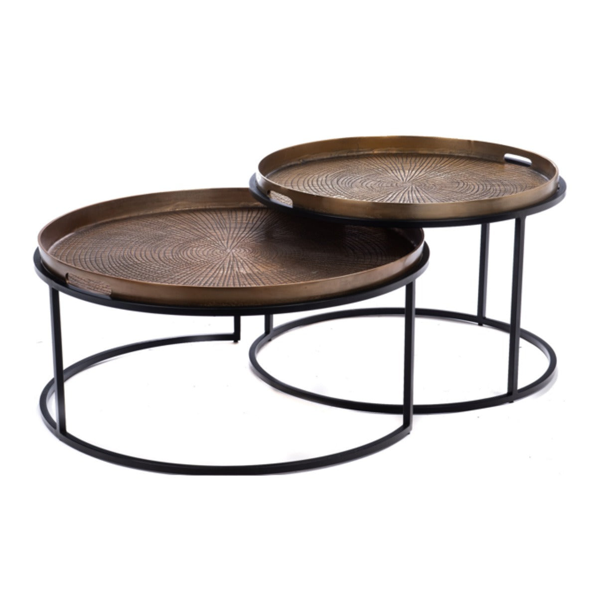 StarFurn - Salontafel Rond Brons Metaal - Set van 2 - Julie