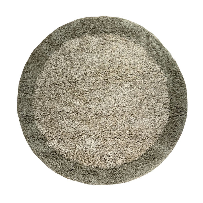 Rond hoogpolig vloerkleed Pilo groen|beige polyester Interieur05
