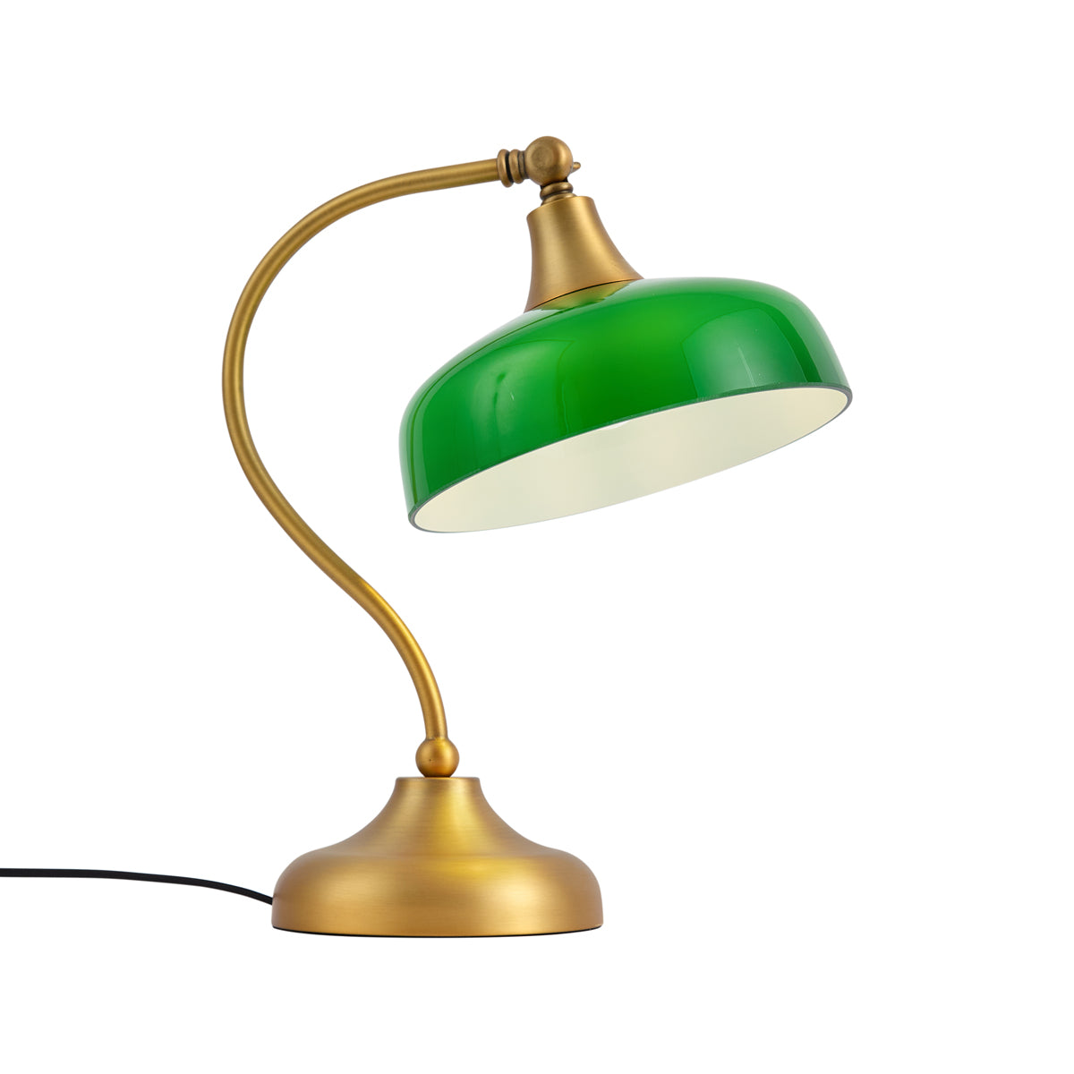 QAZQA Klassieke tafellamp brons met groen opaal glas   - Clerk