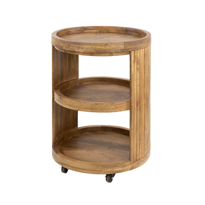 Giga Meubel - Wijntrolley Zand Mangohout - 55x55x79cm - Wave