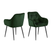 Moala Eetkamerstoel - Set Van 2 - Fluweel Olijfgroen Met Mat Zwarte