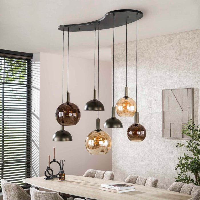 Giga Meubel - Hanglamp Bruin Glas - 145x45x150cm - Sienna