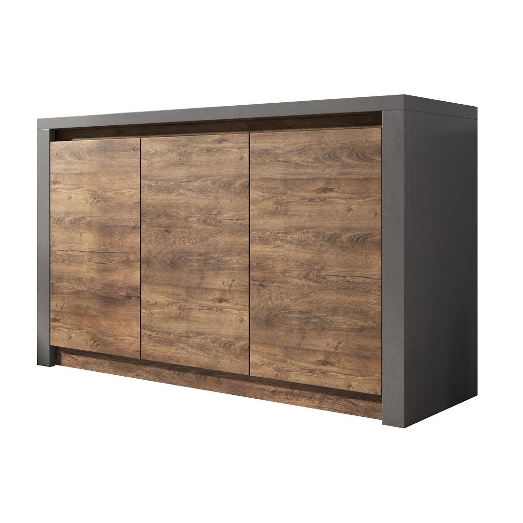 Meubella - Dressoir Monaco - Eiken - Grijs - 130 cm