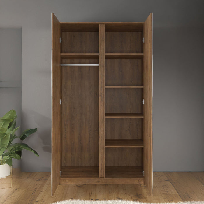 Meubella - Kledingkast Malibu - Eiken - 113 cm - Met spiegel