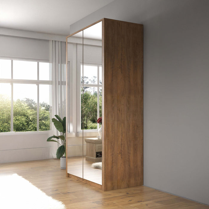 Meubella - Kledingkast Malibu - Eiken - 113 cm - Met spiegel