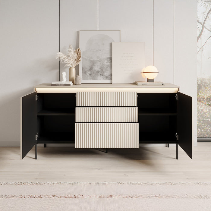 Meubella - Dressoir Timoteo - Beige - 166 cm