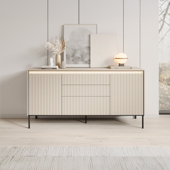 Meubella - Dressoir Timoteo - Beige - 166 cm