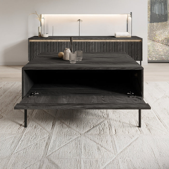 Meubella - Salontafel Timoteo - Mat zwart - 100 cm