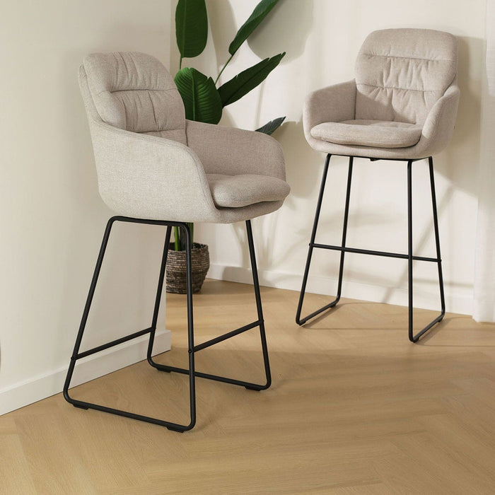 Nolon Nino-Mia Barkruk Beige - met Armleuning - Zwart - 65 cm