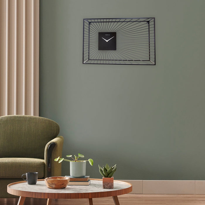 NeXtime - Grote Wandklok 70x45x15cm-Stil-Zwart-Metaal-NeXtime "Vasco"