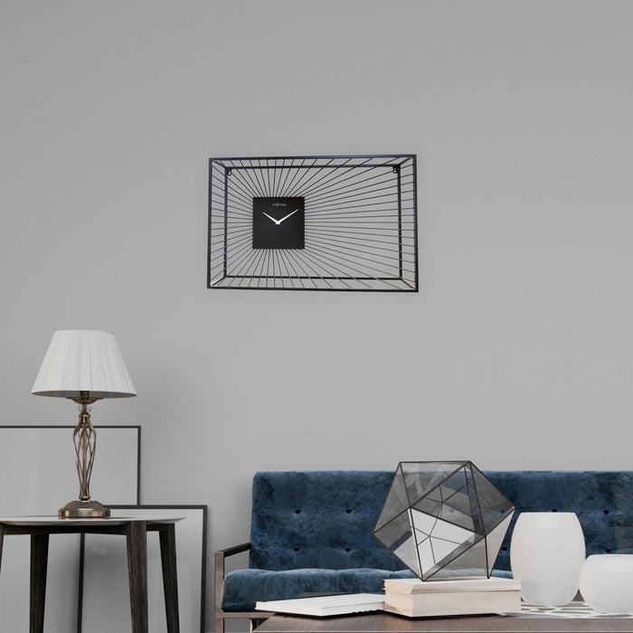 NeXtime - Grote Wandklok 70x45x15cm-Stil-Zwart-Metaal-NeXtime "Vasco"