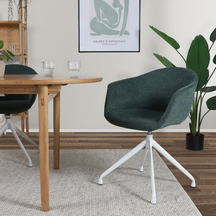 Nolon Nola-Otis Draaibare Eetkamerstoelen Set - Donkergroen - Wit