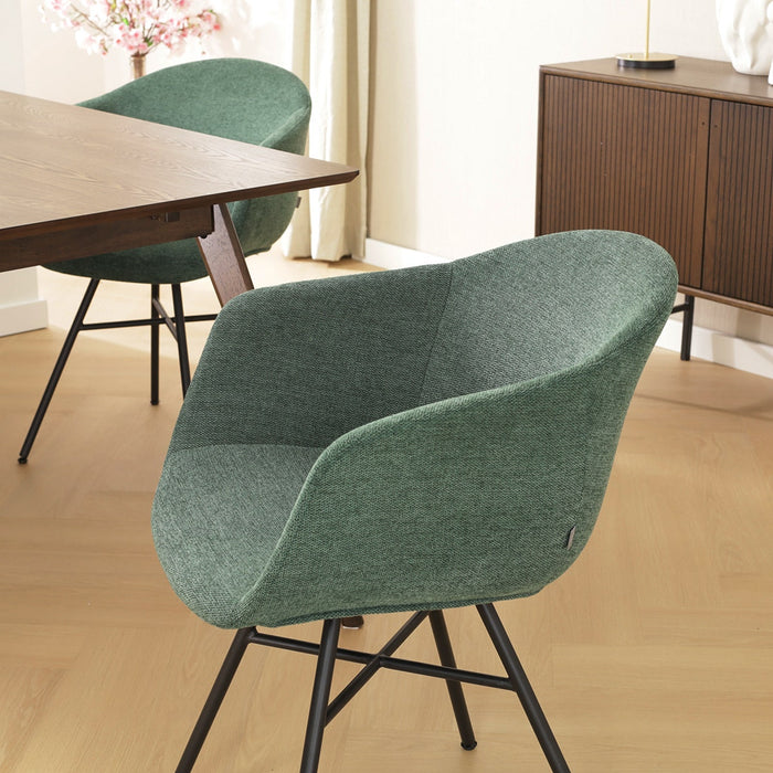 Nolon Noa-Otis Eetkamerstoel Donkergroen - met Armleuning - Zwart