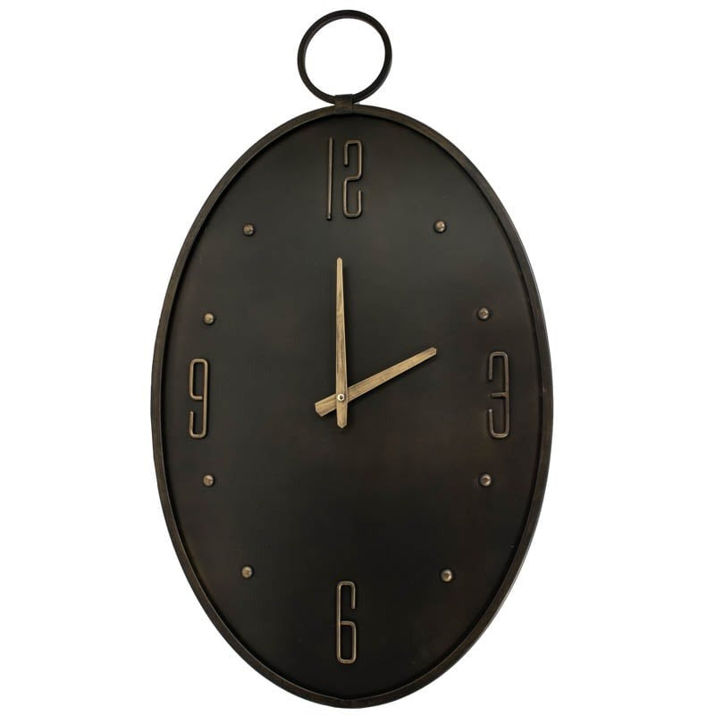 Vtw Living - Stijlvolle Wandklok - Klok - Antraciet - Metaal - 75 cm