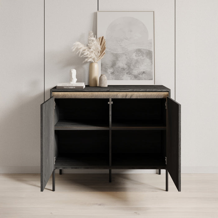 Meubella - Dressoir Timoteo - Mat zwart - 98 cm