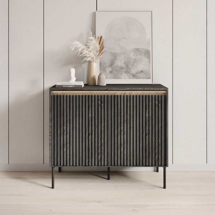 Meubella - Dressoir Timoteo - Mat zwart - 98 cm