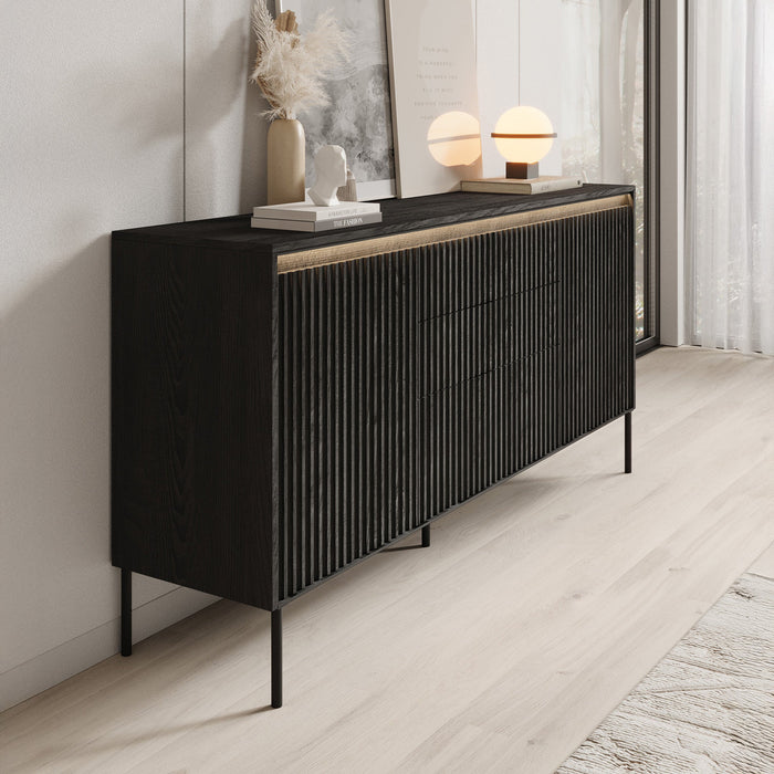 Meubella - Dressoir Timoteo - Mat zwart - 166 cm