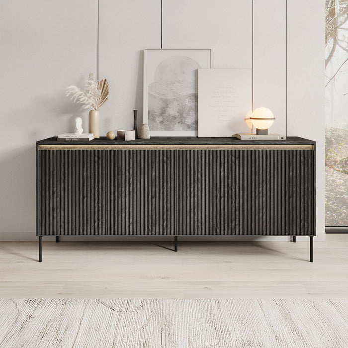 Meubella - Dressoir Timoteo - Mat zwart - 193 cm