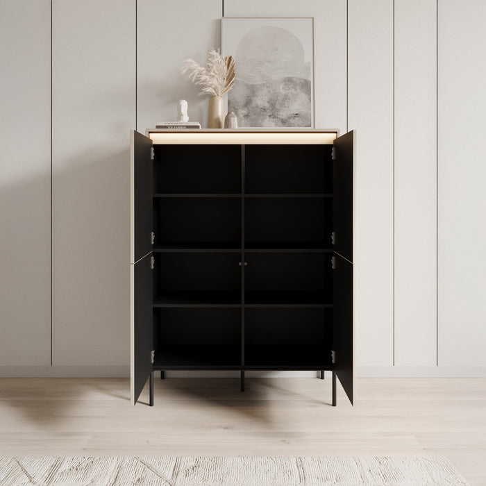 Meubella - Dressoir Timoteo - Beige - 98 cm - Hoog