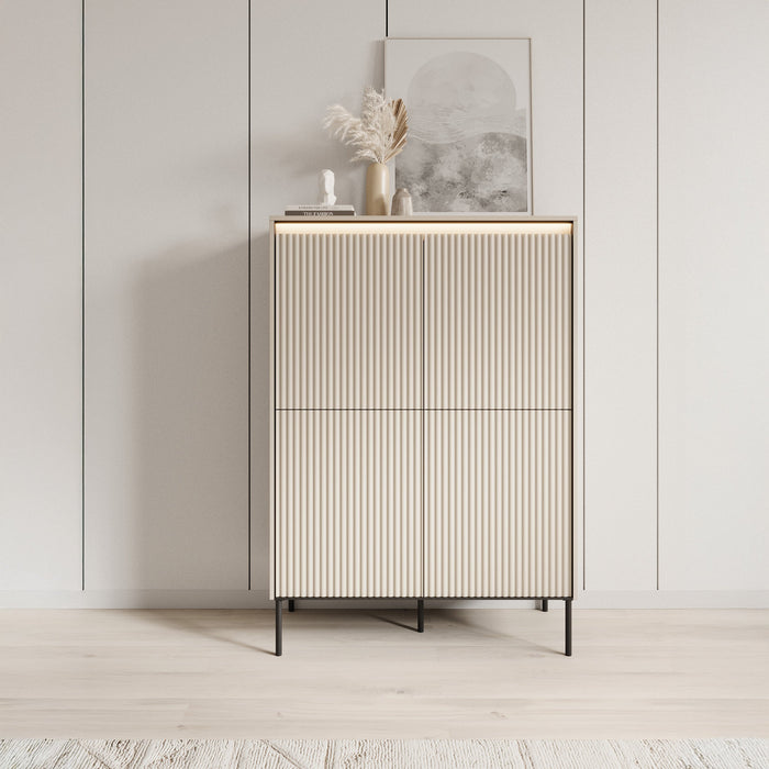 Meubella - Dressoir Timoteo - Beige - 98 cm - Hoog