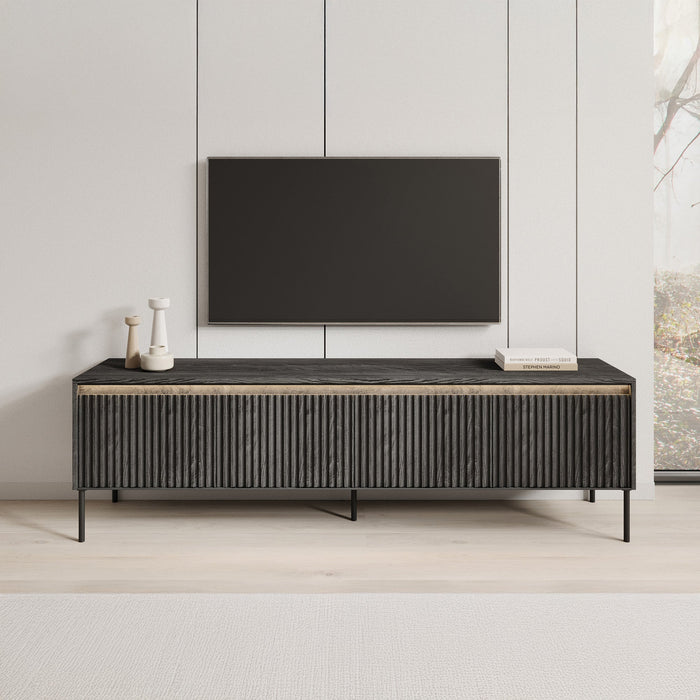 Meubella - TV-Meubel Timoteo - Mat zwart - 193 cm