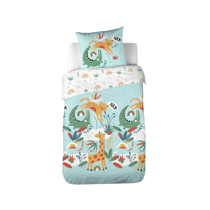 sweeek - Katoenen omkeerbaar beddengoedset savanne | regenboog 1