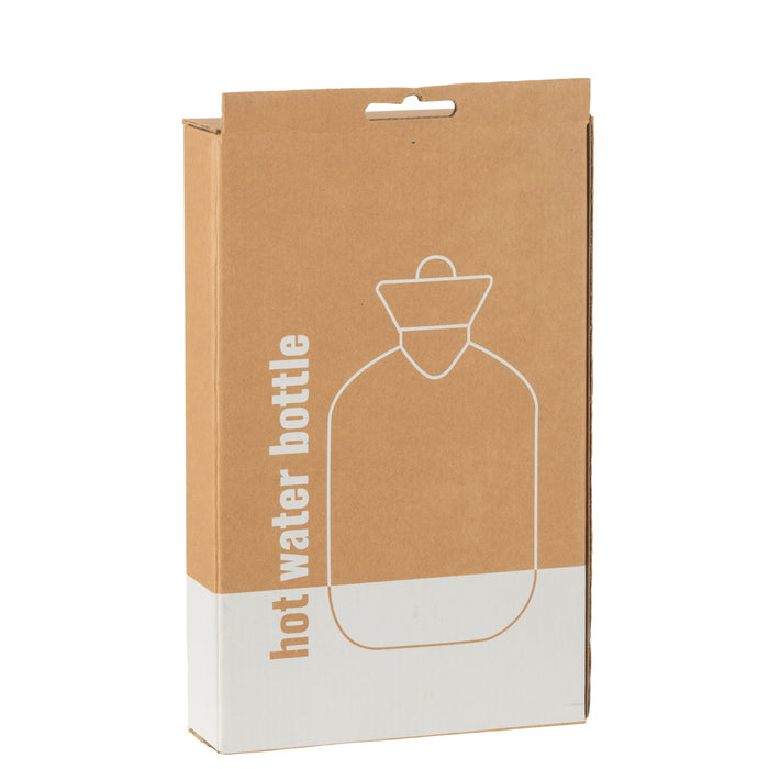 J-Line warmwaterkruik teddy + pompons - polyester - lichtbru