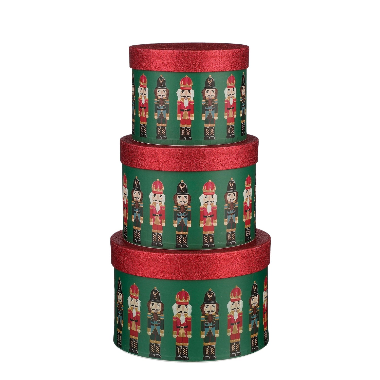 Mica Decorations Opbergdoos - Set van 3 - H14 x Ø21 cm-Papier-Groen