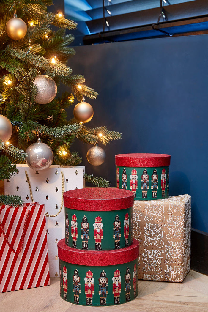 Mica Decorations Opbergdoos - Set van 3 - H14 x Ø21 cm-Papier-Groen