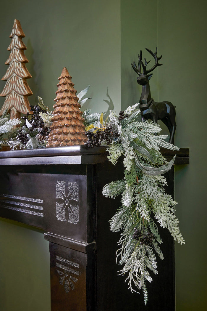 Mica Decorations Vesper Guirlande - L180 x B15 x H10 cm - Groen, Zwart