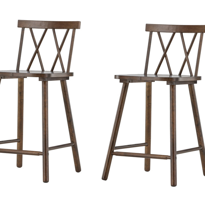 Fjôrd - Barstoel Donkerbruin Hout - Mollöström - Set van 2