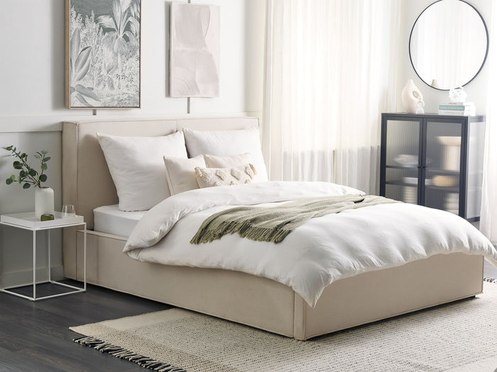Beliani - MOISSAC - Bed - Beige - 160 x 200 cm - Polyester