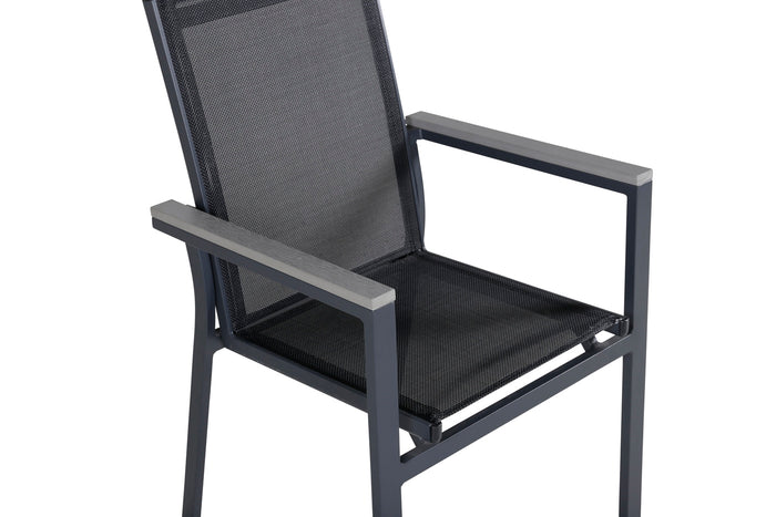 Fjôrd - Tuinstoel Zwart Textiel - Parma - Set van 2