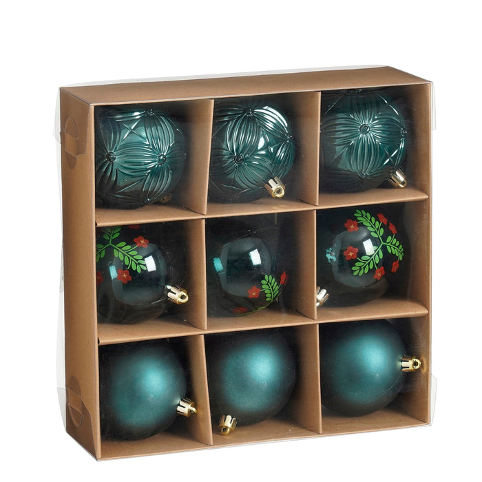 Mica Decorations Kerstballen Set - 9 Stuks - Ø8 cm - Onbreekbaar-Groen