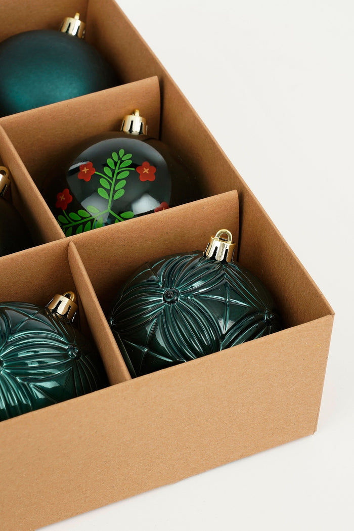 Mica Decorations Kerstballen Set - 9 Stuks - Ø8 cm - Onbreekbaar-Groen